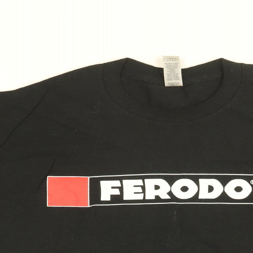 Gildan Mens Black Cotton T-Shirt Size M Round Neck - Ferodo