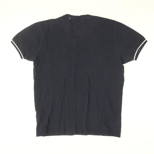 Denim & Flower Mens Blue Cotton T-Shirt Size M Round Neck