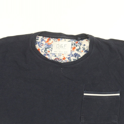 Denim & Flower Mens Blue Cotton T-Shirt Size M Round Neck