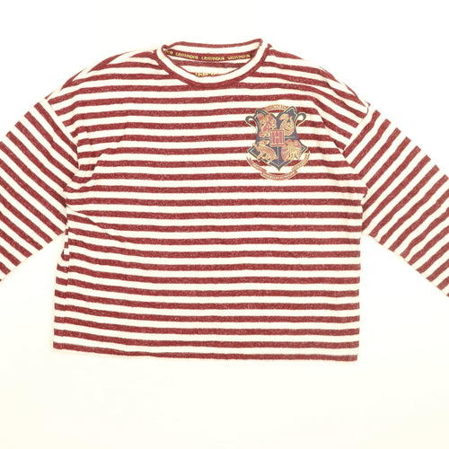 Harry Potter Womens Red Striped Viscose Top Pyjama Top Size 10 - Hogwarts Crest