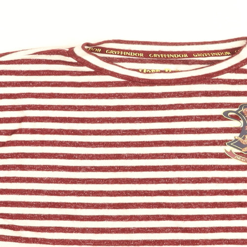 Harry Potter Womens Red Striped Viscose Top Pyjama Top Size 10 - Hogwarts Crest