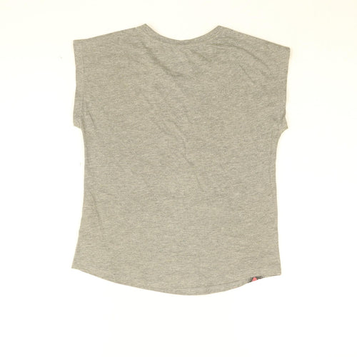 Marvel Girls Grey Cotton Basic T-Shirt Size 7-8 Years Round Neck Pullover - Captain America