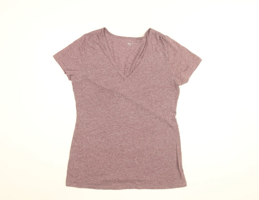 Gap Womens Purple Cotton Basic T-Shirt Size L V-Neck