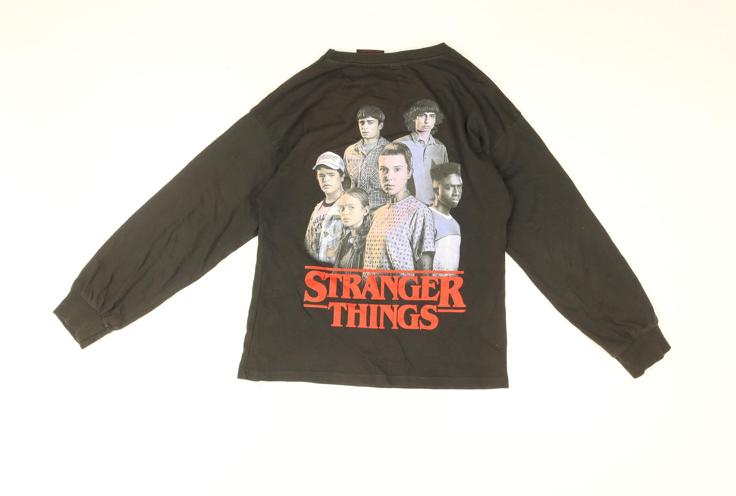 Stranger Things Girls Black Cotton Basic T-Shirt Size 11-12 Years Round Neck Pullover - STRANGER THINGS