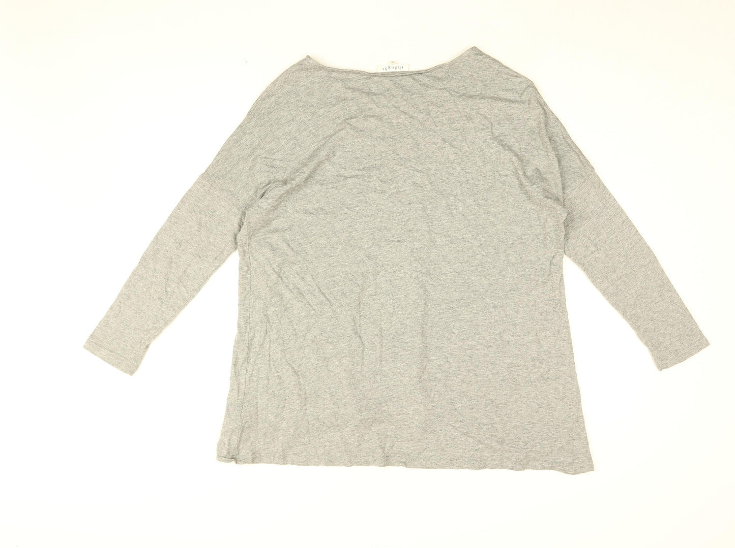 Thought Womens Grey Viscose Basic T-Shirt Size 8 Round Neck - Today I Would Like to Sit & Read