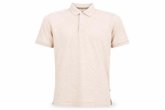 Front view of Gap men’s pink cotton polo, size S, collared button
