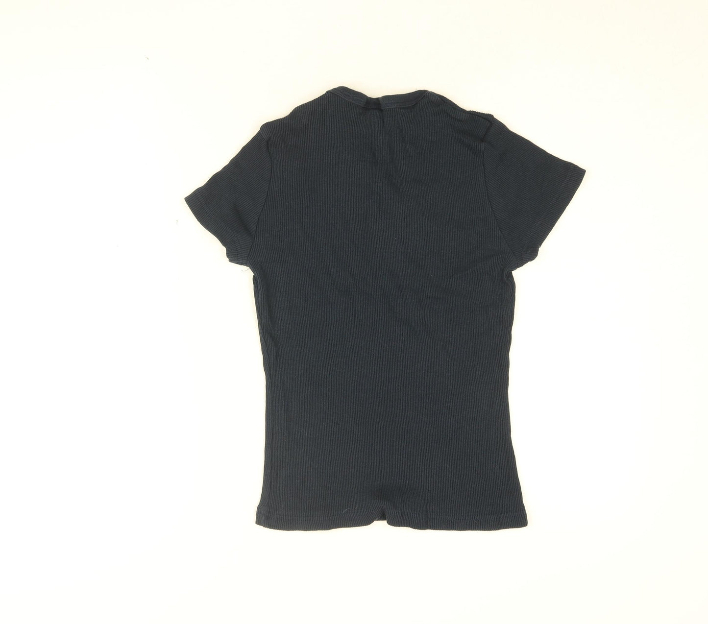 Cotton Traders Womens Blue Cotton Basic T-Shirt Size 12 V-Neck