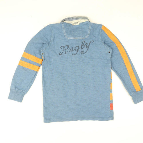 Joules Boys Blue Striped Cotton Basic T-Shirt Size 9-10 Years Collared Button - First Team Joules