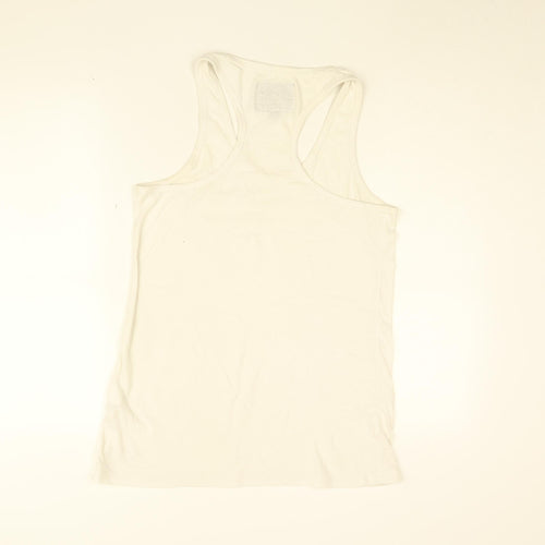 Superdry Womens White Cotton Basic Tank Size M Round Neck