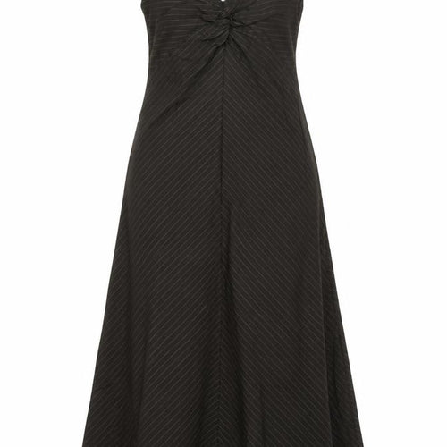 James Lakeland Womens Black Striped Polyester A-Line Size 14 V-Neck Zip