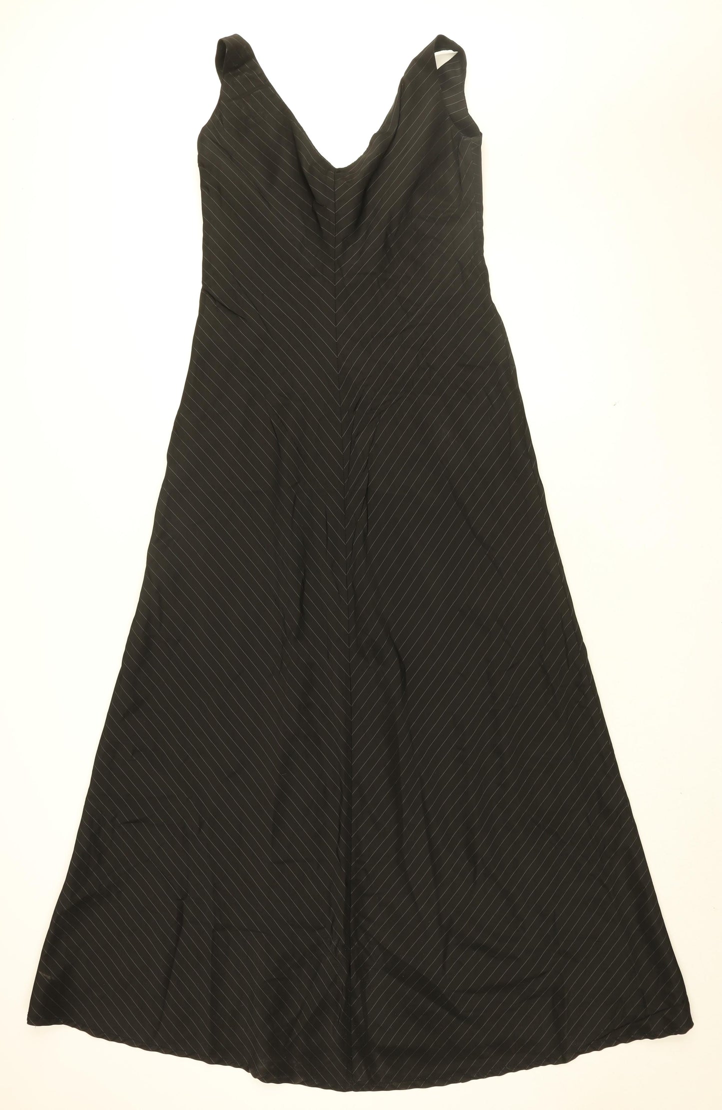 James Lakeland Womens Black Striped Polyester A-Line Size 14 V-Neck Zip