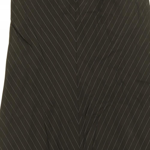 James Lakeland Womens Black Striped Polyester A-Line Size 14 V-Neck Zip