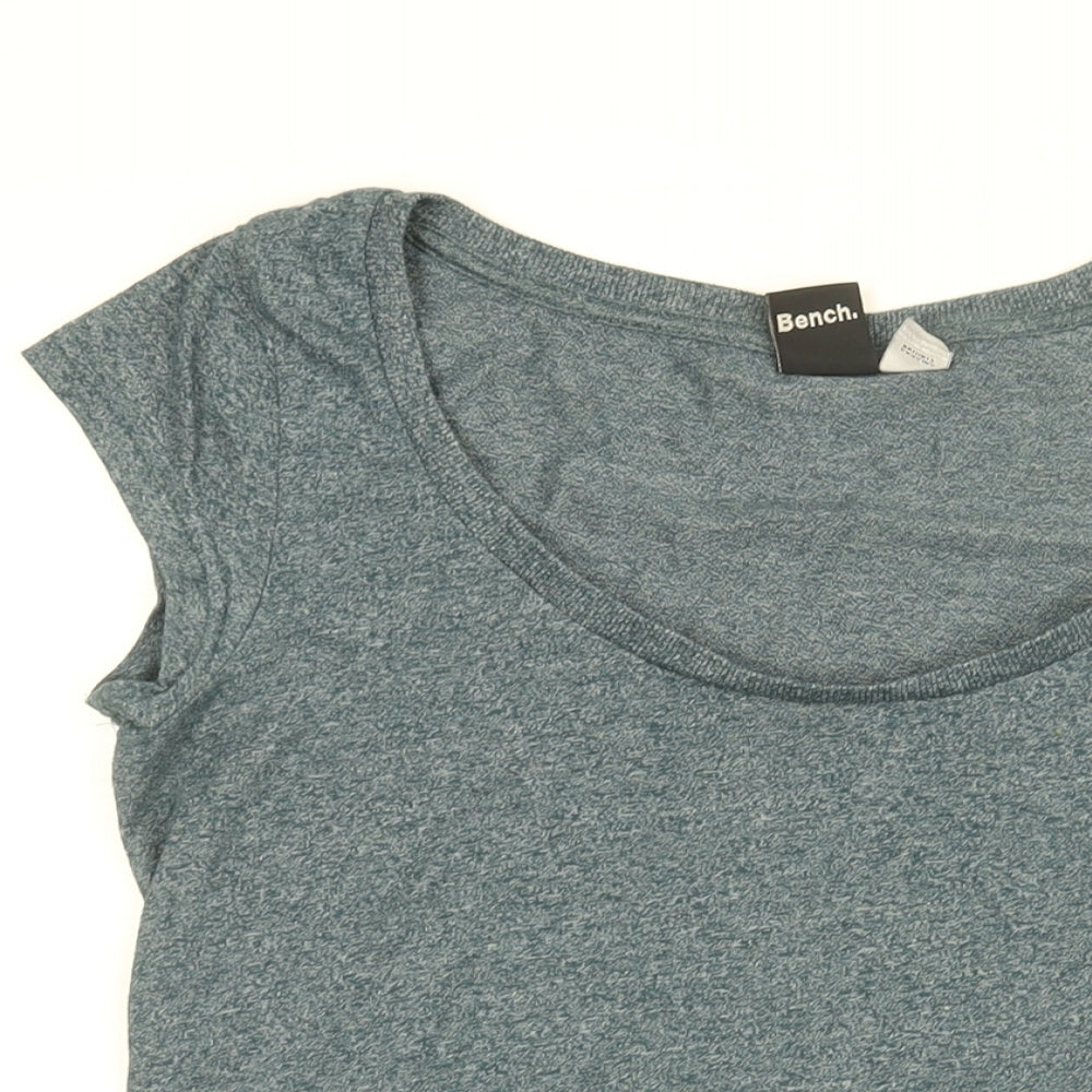Bench Womens Green Cotton Basic T-Shirt Size L Round Neck - Bench Logo