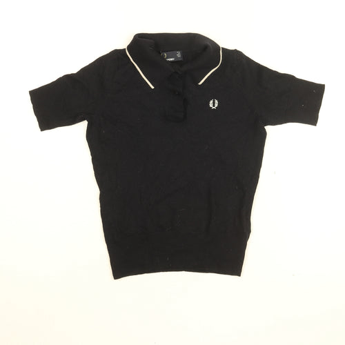 Fred Perry Womens Blue Wool Basic T-Shirt Size 10 Collared