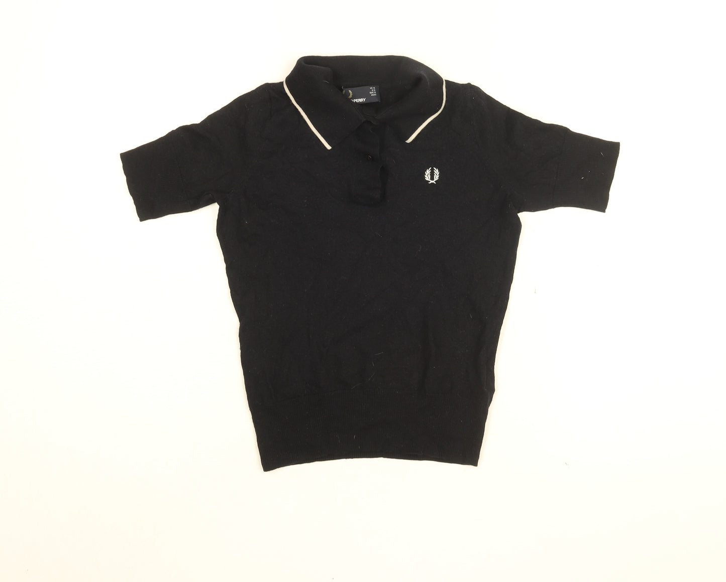 Fred Perry Womens Blue Wool Basic T-Shirt Size 10 Collared