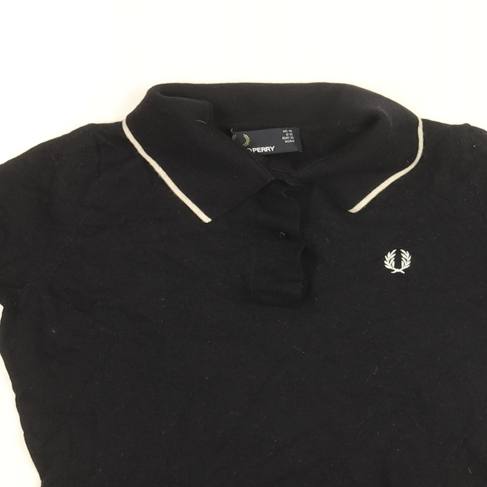 Fred Perry Womens Blue Wool Basic T-Shirt Size 10 Collared