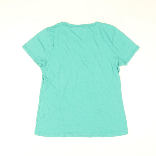 Gap Womens Blue Cotton Basic T-Shirt Size L Round Neck - Gap Logo