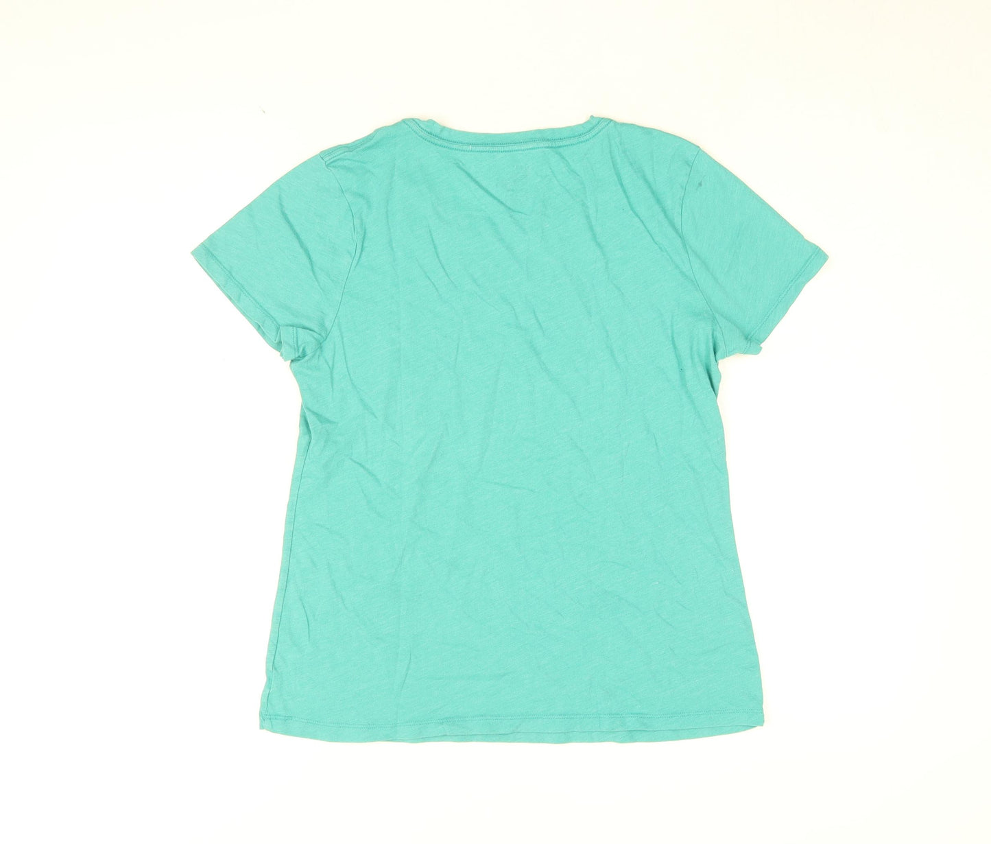 Gap Womens Blue Cotton Basic T-Shirt Size L Round Neck - Gap Logo