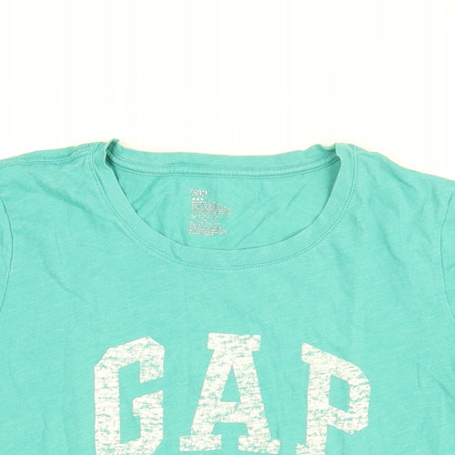 Gap Womens Blue Cotton Basic T-Shirt Size L Round Neck - Gap Logo