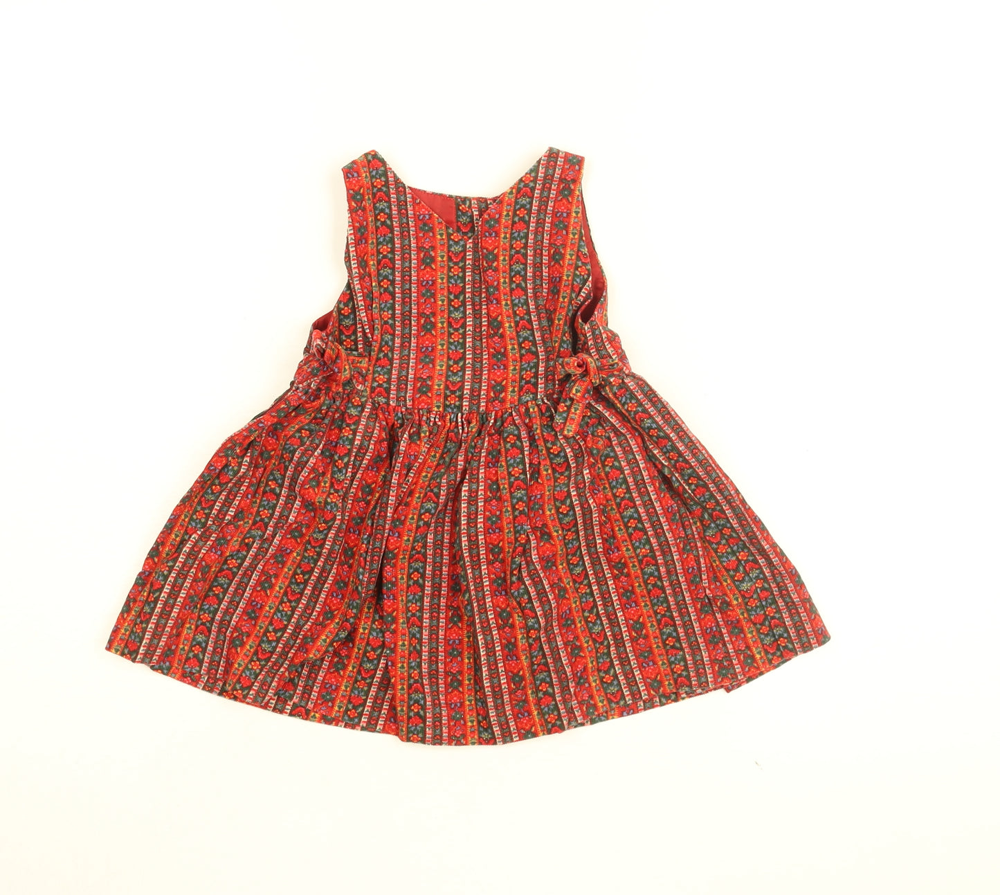 Laura Ashley Girls Red Floral Cotton A-Line Size 12 Months V-Neck Button