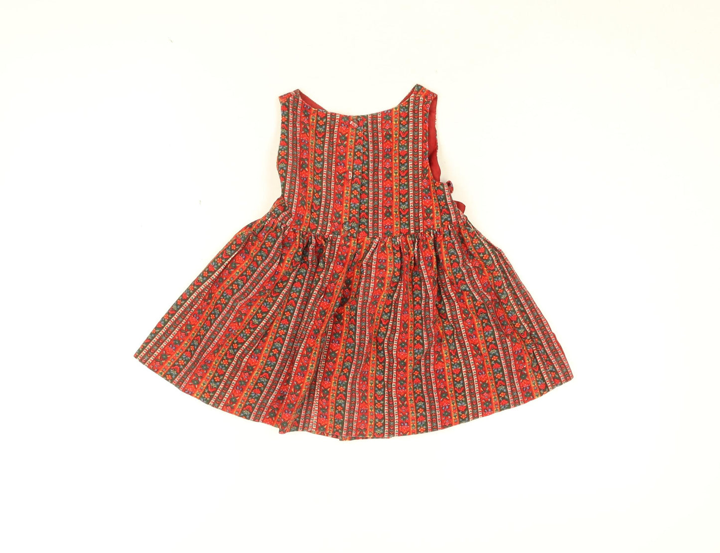 Laura Ashley Girls Red Floral Cotton A-Line Size 12 Months V-Neck Button