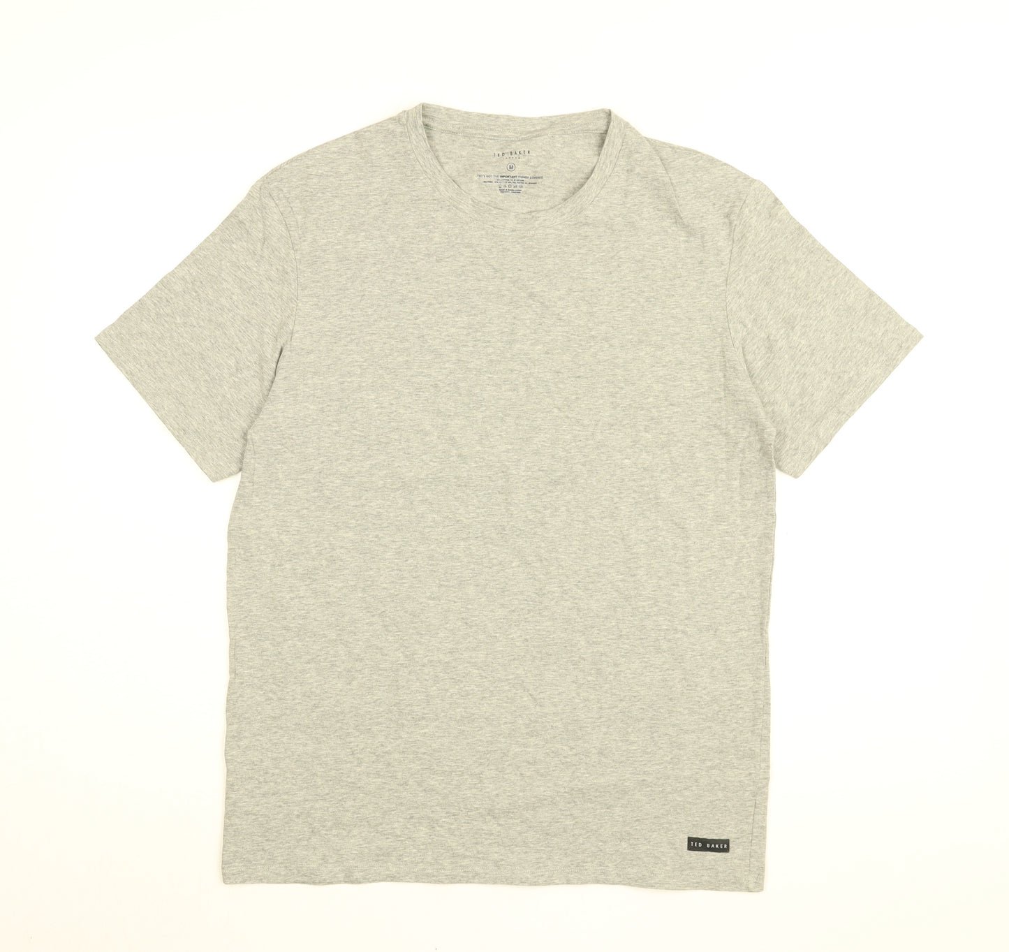 Ted Baker Mens Grey Cotton T-Shirt Size M Round Neck