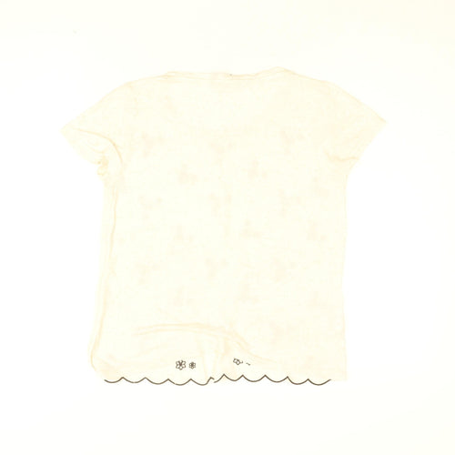 Laura Ashley Womens Beige Floral Viscose Basic T-Shirt Size 10 Round Neck