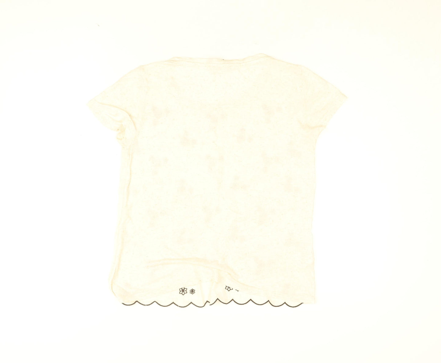 Laura Ashley Womens Beige Floral Viscose Basic T-Shirt Size 10 Round Neck