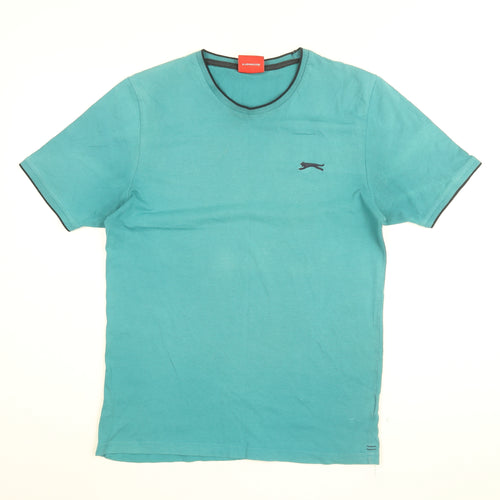 Slazenger Mens Blue Cotton T-Shirt Size S Round Neck