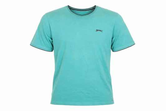 Front view of Slazenger men’s blue cotton t-shirt, size S, round neck