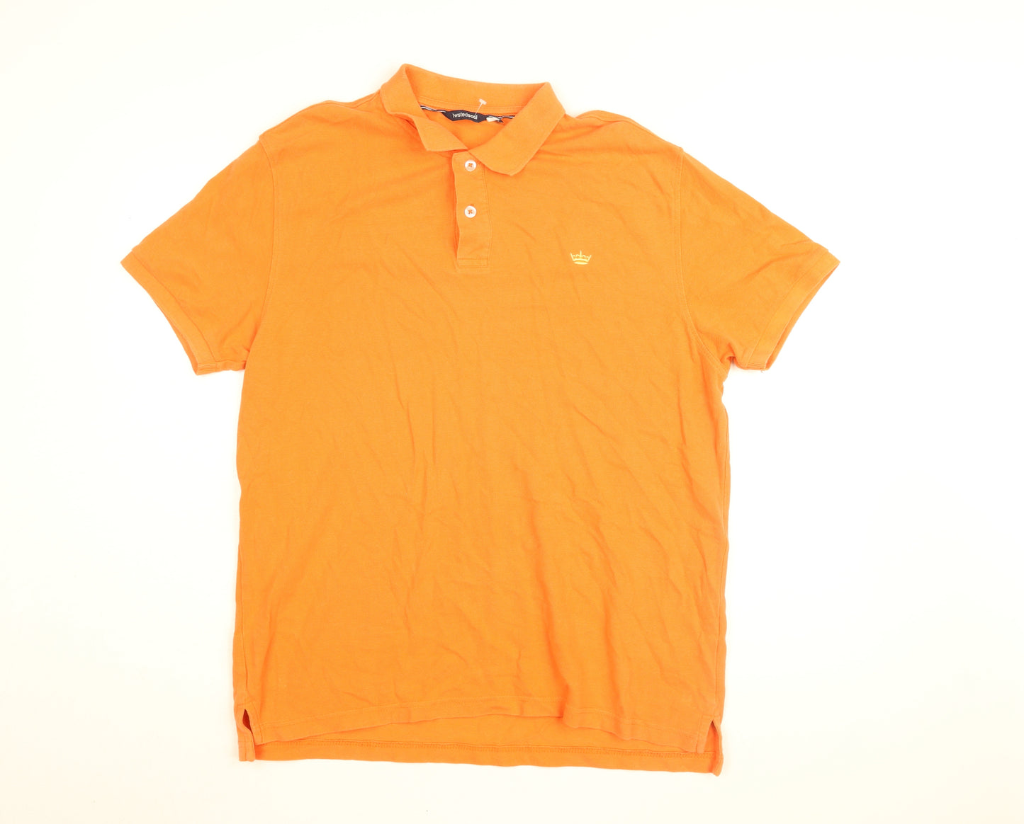 Twisted Soul Mens Orange Cotton Polo Size XL Collared Button