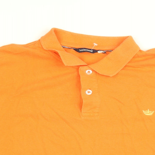 Twisted Soul Mens Orange Cotton Polo Size XL Collared Button