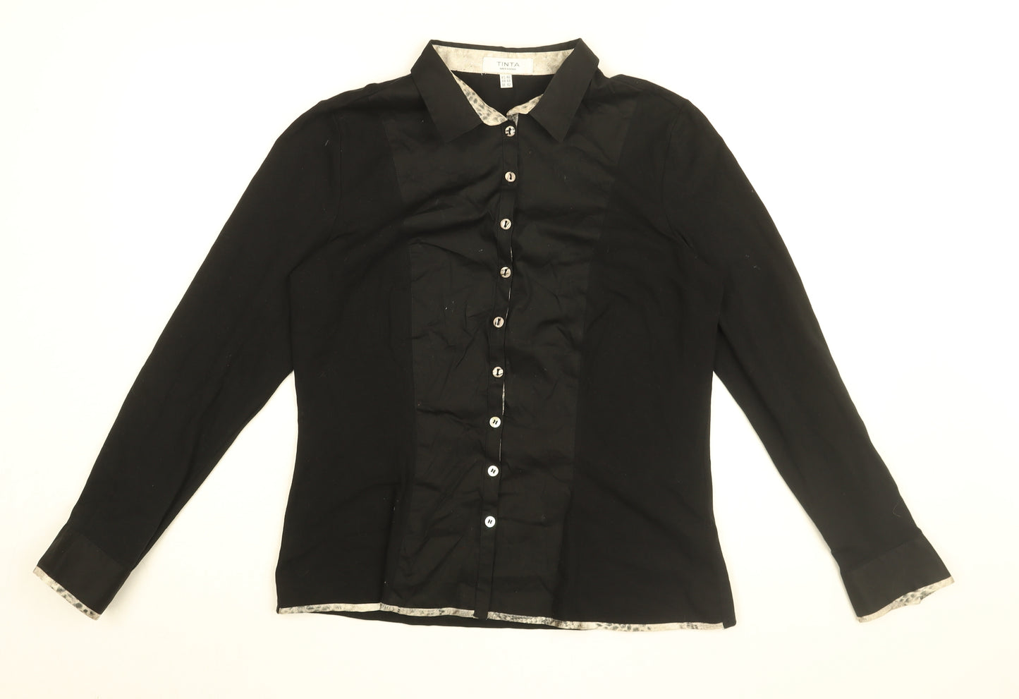 Tinta Womens Black Cotton Basic Button-Up Size 16 Collared