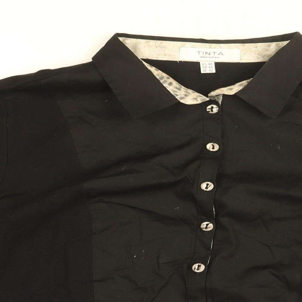 Tinta Womens Black Cotton Basic Button-Up Size 16 Collared