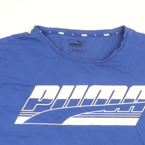 PUMA Mens Blue Cotton T-Shirt Size XL Round Neck - Puma logo