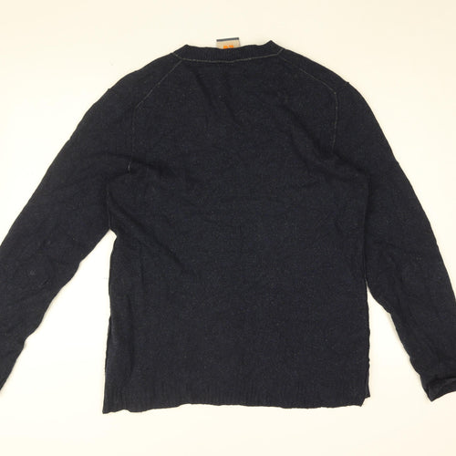 HUGO BOSS Womens Blue V-Neck Polyamide Pullover Jumper Size L