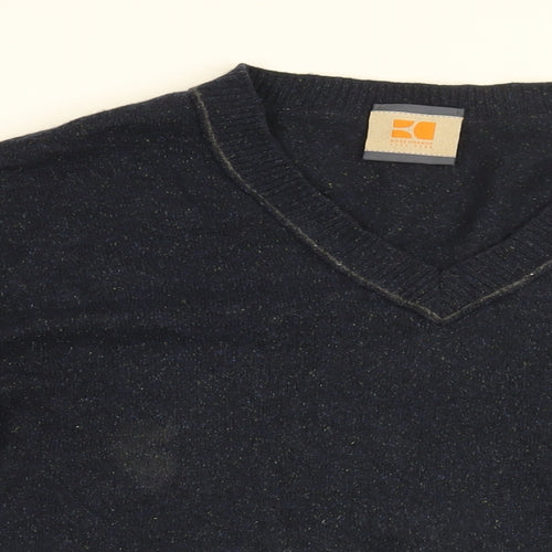 HUGO BOSS Womens Blue V-Neck Polyamide Pullover Jumper Size L