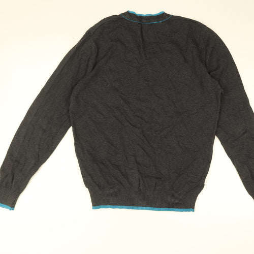 Voi Jeans Mens Grey Cotton T-Shirt Size M V-Neck