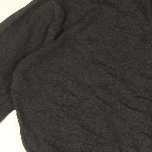 Voi Jeans Mens Grey Cotton T-Shirt Size M V-Neck