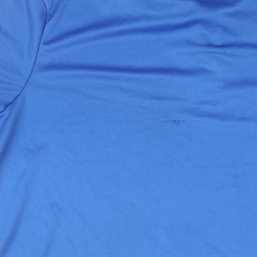 adidas Mens Blue Polyester Polo Size L Collared Button