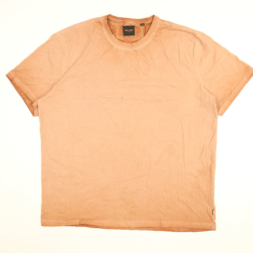 ONLY & SONS Mens Orange Cotton T-Shirt Size XL Round Neck