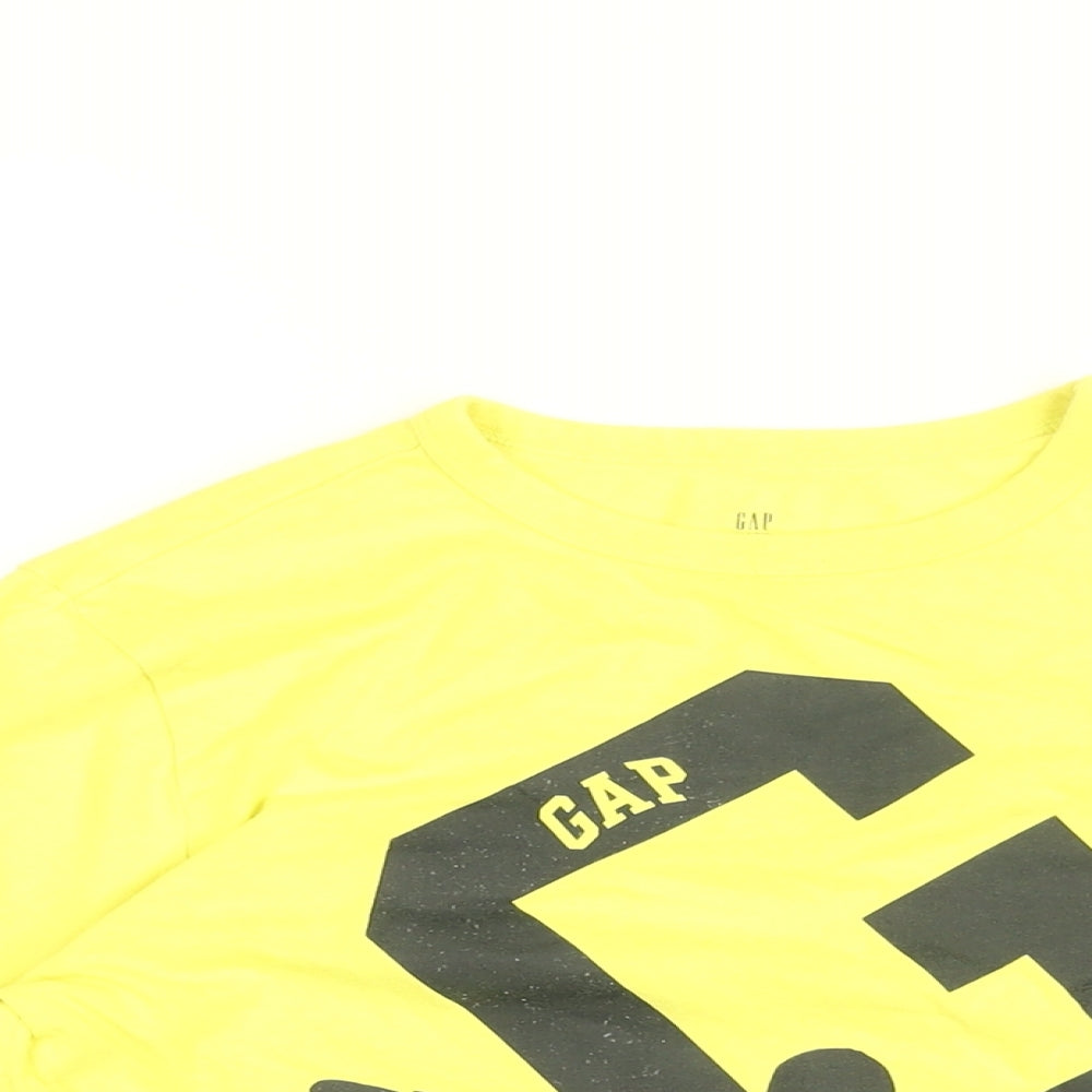 Gap Boys Yellow Cotton Basic T-Shirt Size 2XL Round Neck Pullover - Snowboarding