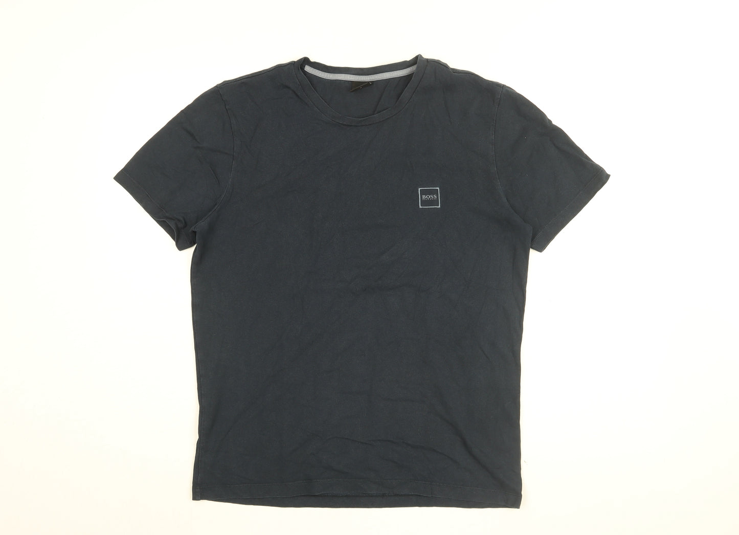 HUGO BOSS Mens Blue Cotton T-Shirt Size M Round Neck