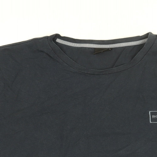 HUGO BOSS Mens Blue Cotton T-Shirt Size M Round Neck