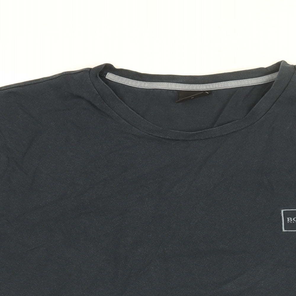 HUGO BOSS Mens Blue Cotton T-Shirt Size M Round Neck