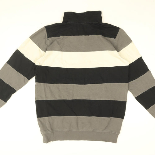 Cotton Traders Mens Grey Striped Cotton Pullover Sweatshirt Size M