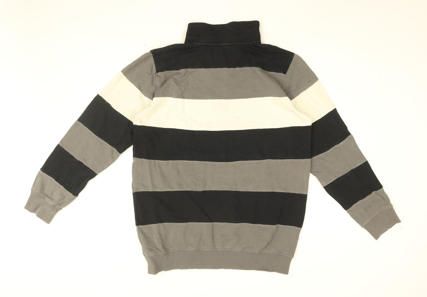 Cotton Traders Mens Grey Striped Cotton Pullover Sweatshirt Size M