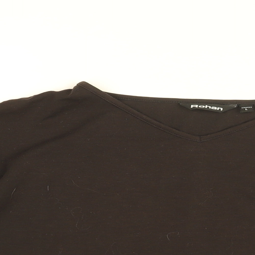 Rohan Womens Brown Cotton Basic T-Shirt Size L V-Neck