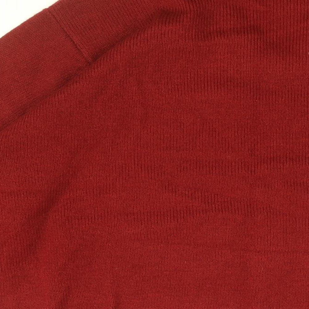 James Pringle Mens Red V-Neck Acrylic Pullover Jumper Size M Long Sleeve