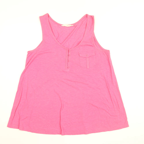 Fat Face Womens Pink Cotton Basic Tank Size 16 Scoop Neck